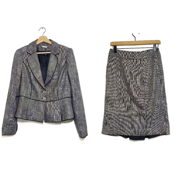 WHBM | 2-Piece Skirt Suit Set Peplum Pleated Jacket Sz 8 - Skirt Sz 2 - Picture 2 of 16